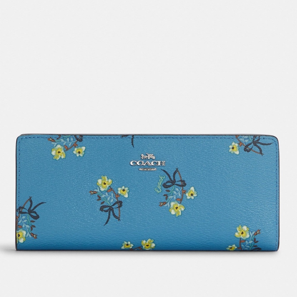 NWT COACH C7384 Slim Wallet With Floral Bow Print